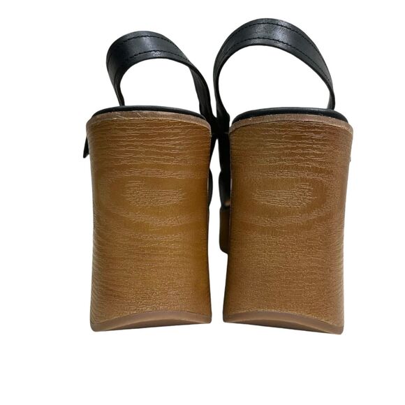 Lucky Brand Womens Platform Wedge Sandals Delayne Black Leather Slingback Sz 8.5 - Picture 2 of 9